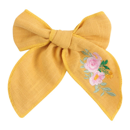 Fashion Embroidery Bows Hair Clips Solid Hairpins For Girls Handmade Ribbon Barrettes Kids Butterfly Hair Pin Korean Headwear