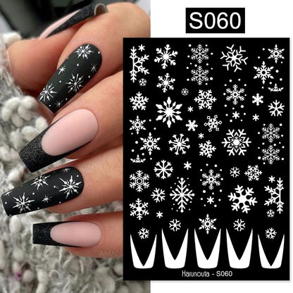 Harunouta Simple Flowers 3D Nail Stickers Gold Heart French Tip Lines Leopard Print Design Adhesive Sliders Manicure Nail Decals