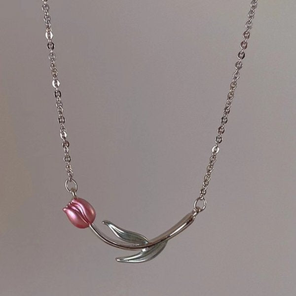 Exquisite Cherry Blossoms Flower Necklace For Women Crystal Zircon Rose Heart Butterfly Clavicle Chain Wedding Romantic Jewelry