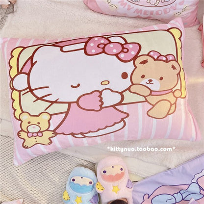 Cartoon Anime Hello Kitty Melody Kuromi Gemini Cute Plush Bilateral Thickening Pillow Case Kids Bedroom Decoration Holiday Gift
