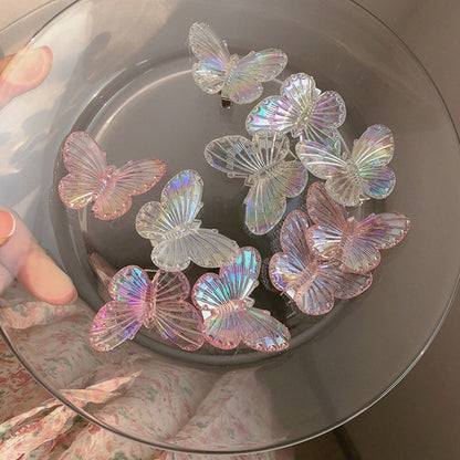 5Pcs Fashion Girls Transparent Butterfly Pink Hairpin Children Heart Shape Hair Clips Women Barrettes Headband Hair Accessories