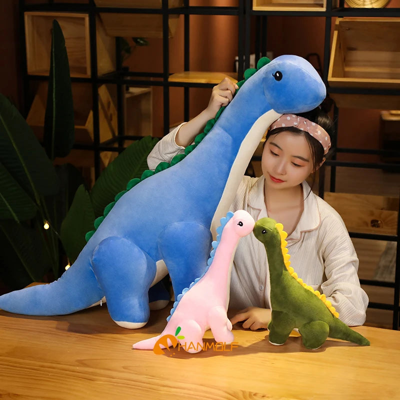 GIANT Dinosaur Plush Toy 120cm Cuddly Tanystropheus Dino Stuffed Animal Plushies Green Pink Blue Girls Boys Christmas Birthday Gift