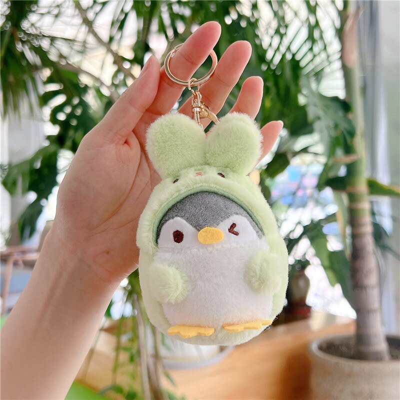 Kawaii Plush Keychain Bag Charm Cartoon Cute Mini Penguin Stuffed Animal Plushies Soft Doll Car Trinket Key Chain Women Girls Keyring Kids Birthday Gifts