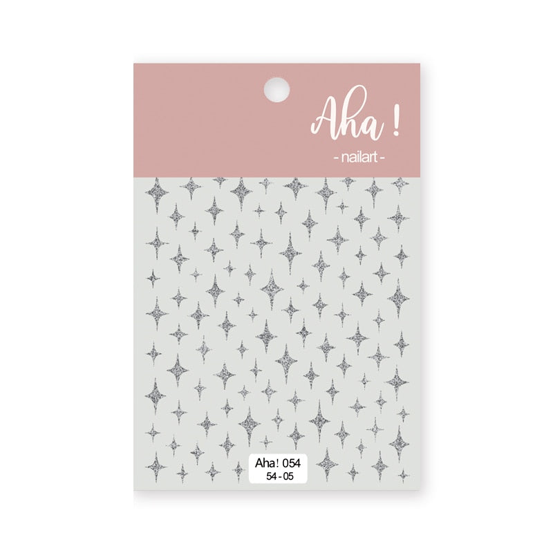 1Sheet Korean White Cloud Blue Nail Art Sticker 3D Star Moon Decal Pure Twilight Self-adhesive Manicure Slider Accessories RE#53