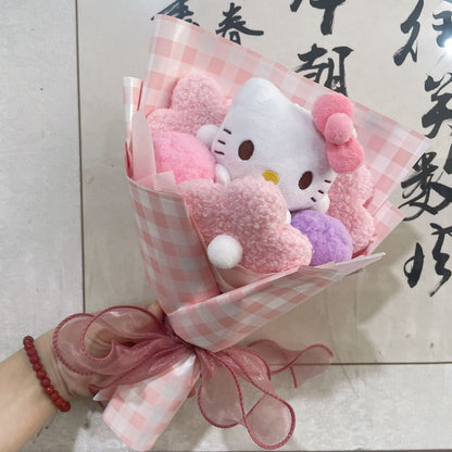 Cartoon My Melody Kuromi Cinnamoroll Kt Cat Hello Kitty Plush Doll Toy Sanrio Bouquet Gift Box Valentine's Day Christmas Graduation Gifts