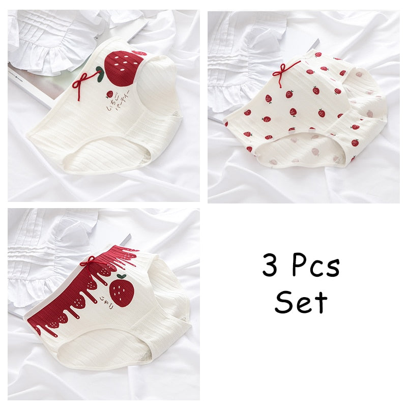 WONTIVE 1pc 3pcs set Cute Panties with Bow Knot Womens Cotton Panties Pink Lolita Japanese Panty Underwear For Women Girl Briefs
