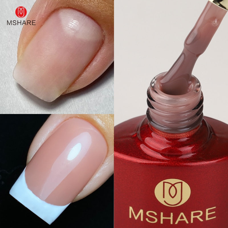 MSHARE Milky White Builder Nail Extension Gel in A Bottle 10ml Self leveling Nails Quick Building Clear Pink UV Led Gel