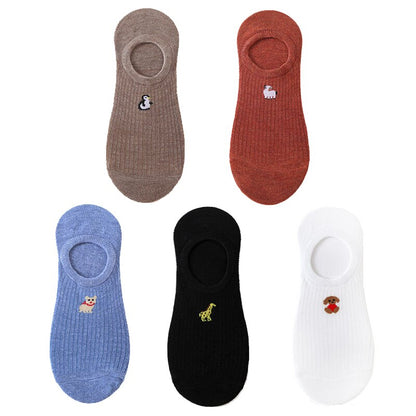5 pairs of 10 pieces Spring fashion socks Women cartoon animal embroidery cotton Women's socks Casual sports funny ankle socks