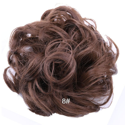 Jeedou Messy Bun Chignon Donut Hair Pad Elastic Hair Rope Rubber Band Synthetic Hairpiece Black Gary Brown Color