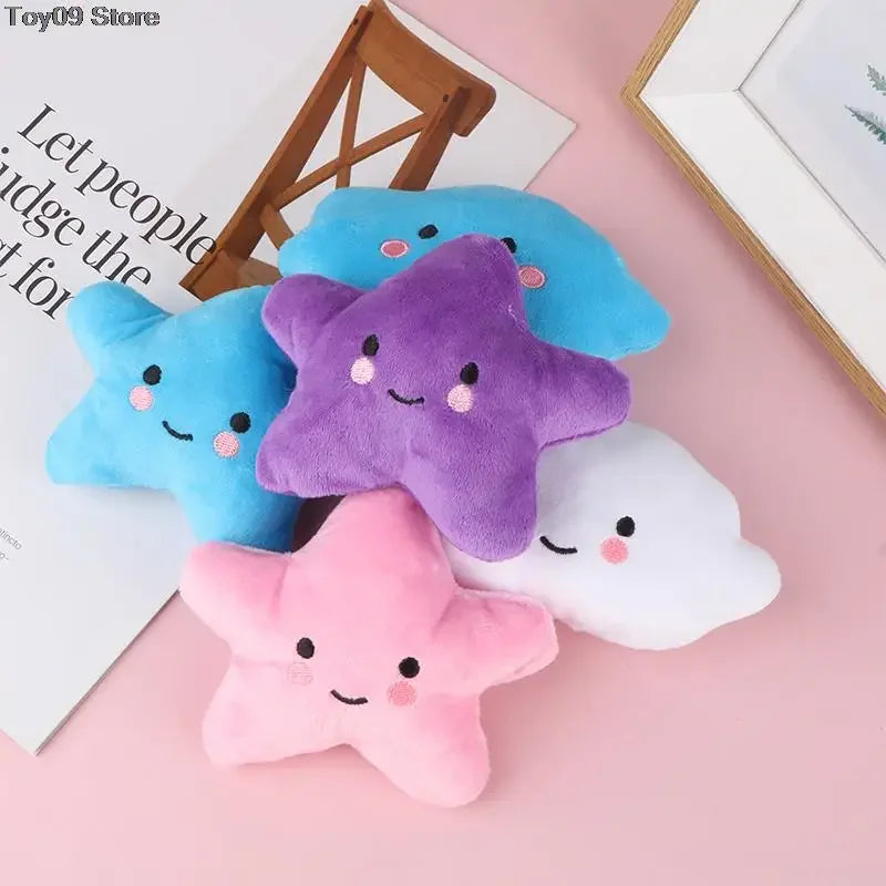 Dog Squeaky Toy Colorful Star Plushies Cute Dog Stuffed Animal Soft Doll Squeak Chew Toys Pet Gift