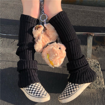 Gothic Women's Striped Leg Warmers Lolita Long Socks Knitted Leggings Japanese Sweets Winter Socks Kawaii Arm Ankle Warmers