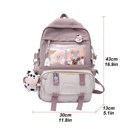 Japanese Girls Aesthetic Backpack Cute School Bags For Student Teens Girls Pockets Kawaii Women Laptop Backpack Harajuku Mochila