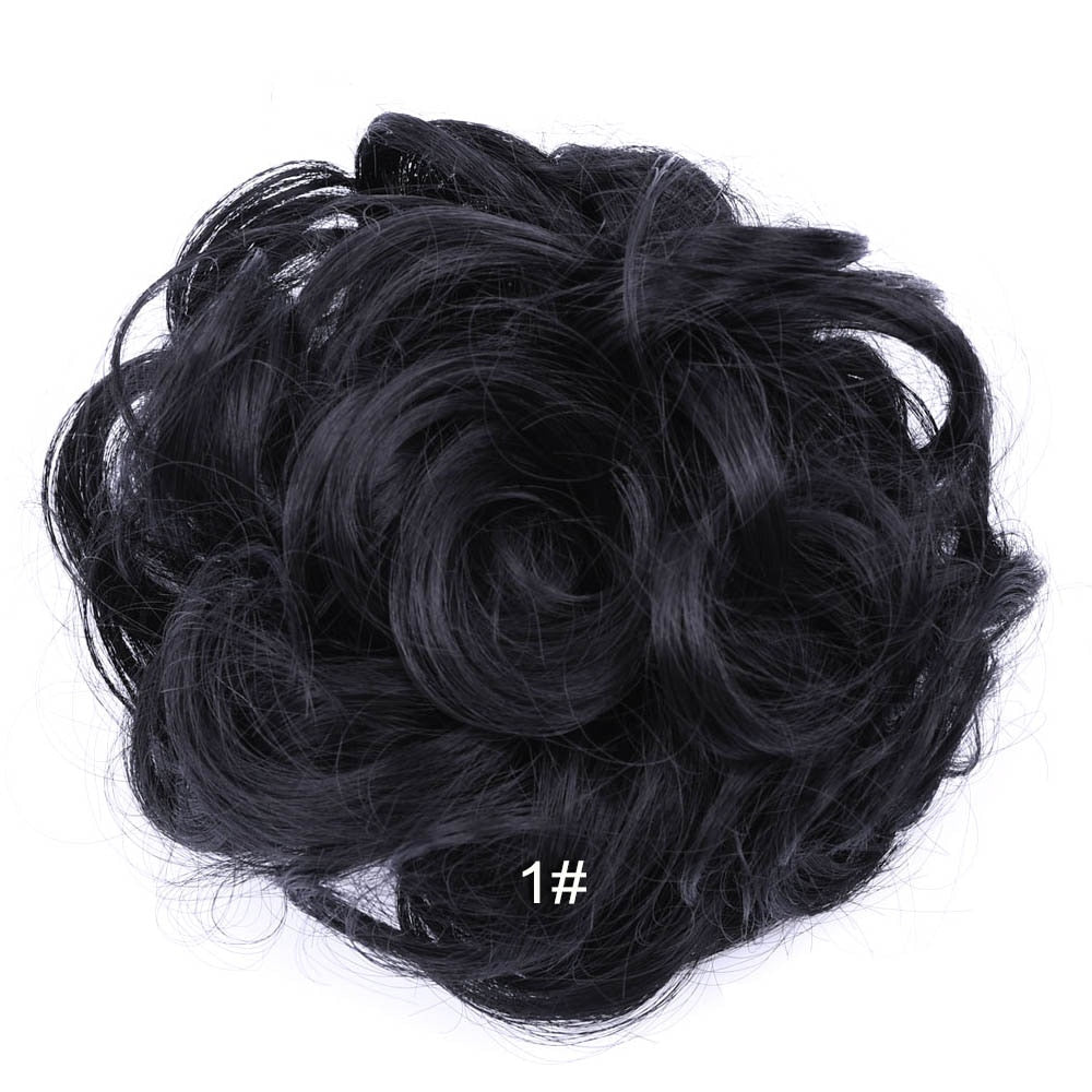 Jeedou Messy Bun Chignon Donut Hair Pad Elastic Hair Rope Rubber Band Synthetic Hairpiece Black Gary Brown Color