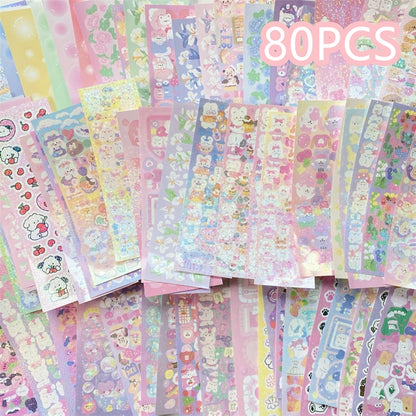 10pcs/20pcs/30pcs Random Sticker Pack Laser Decorative Kawaii Album Stickers Korean Stationery DIY Material