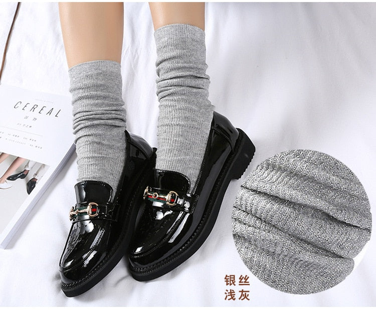 Bright Sparkling Women's socks Fashion Glitter Shiny Sock Sweet Cute golden silver socks Spring Autumn Breathable Soxs