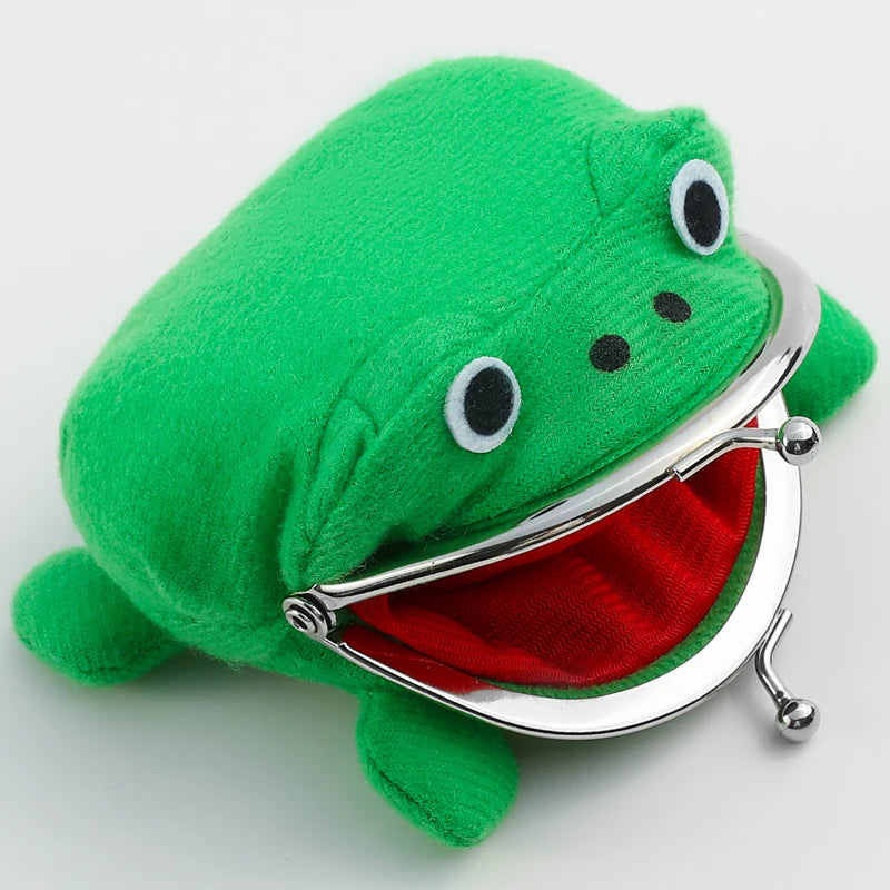 Trending Products Adorable Anime Frog Wallet Coin Purse Key Chain Cute Plush Frog Cartoon Cosplay Purse for Women Bag Accessorie