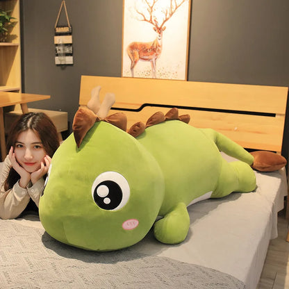 New Huggable Big Long Cute Giant Dinosaur Plush Toy Soft Cartoon Dragon Animal Stuffed Doll Boyfriend Pillow Kid Girl Birthday Gift