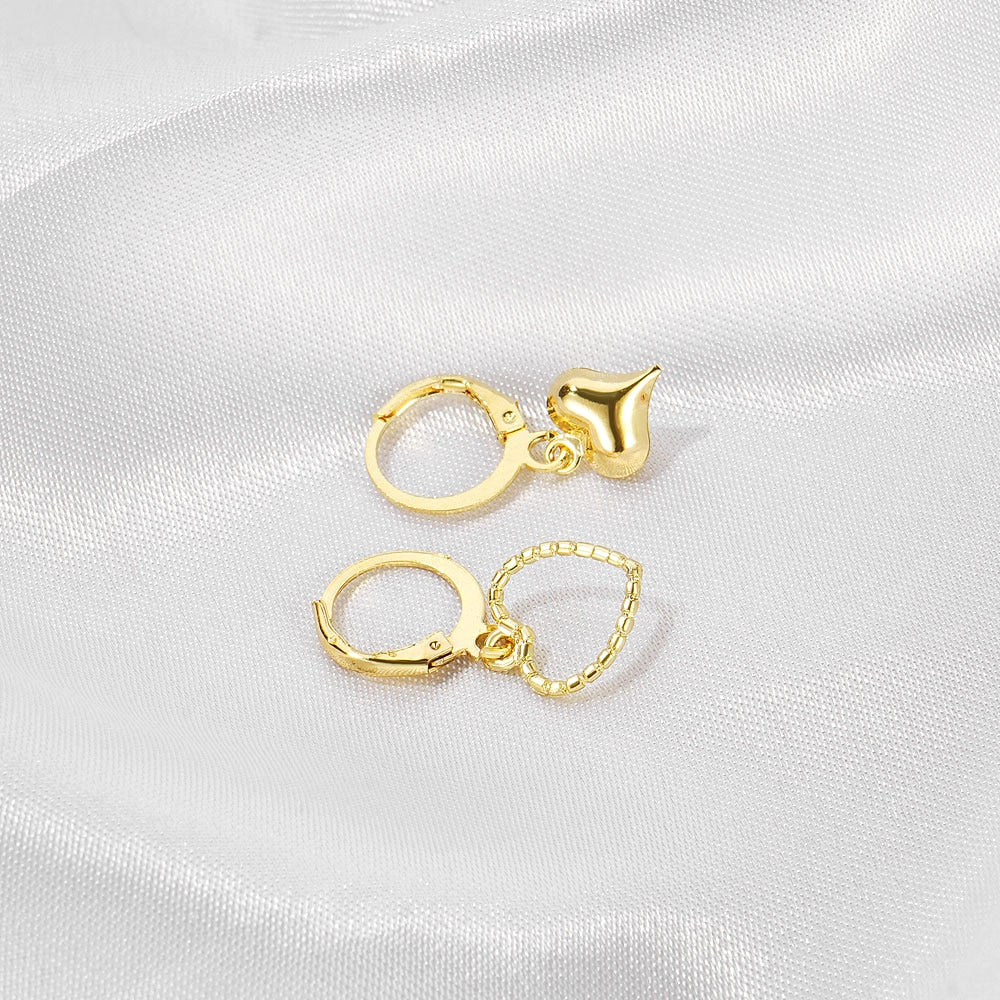 FNIO Korean Fashion Metal Love Heart Circle Drop Small Earrings for Women Trend Pendant Piercing Earrings Set Jewelry