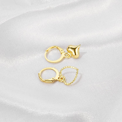 FNIO Korean Fashion Metal Love Heart Circle Drop Small Earrings for Women Trend Pendant Piercing Earrings Set Jewelry
