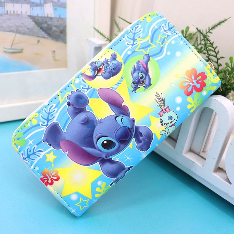 New Disney Women Wallet Stitch Cartoons Long PU Coin Purse Bag for Phone Card Holder Cute Printing Fashion Money Clip Clutch Bag