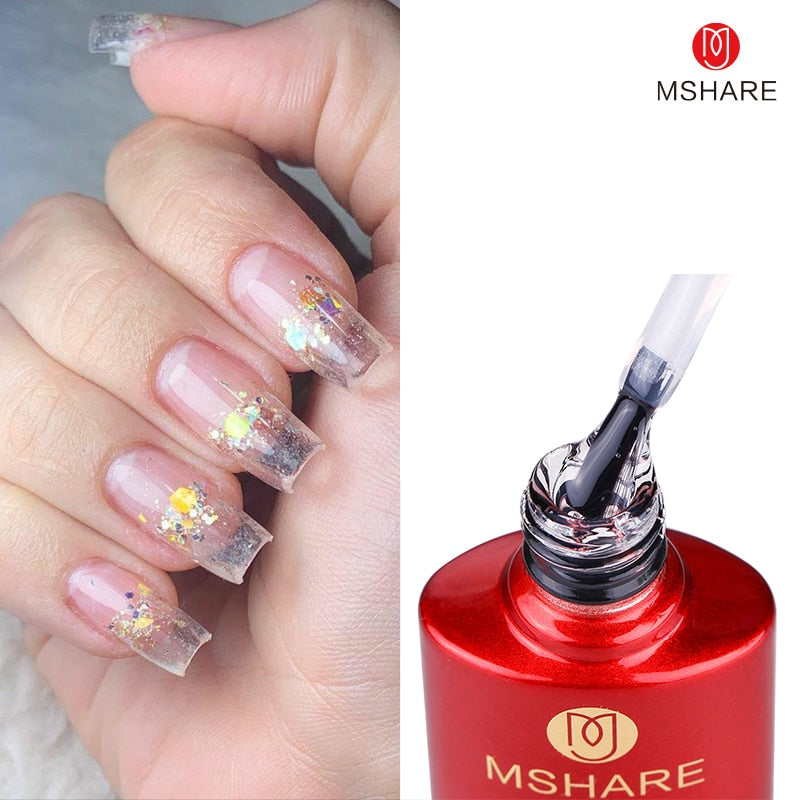 MSHARE Milky White Builder Nail Extension Gel in A Bottle 10ml Self leveling Nails Quick Building Clear Pink UV Led Gel