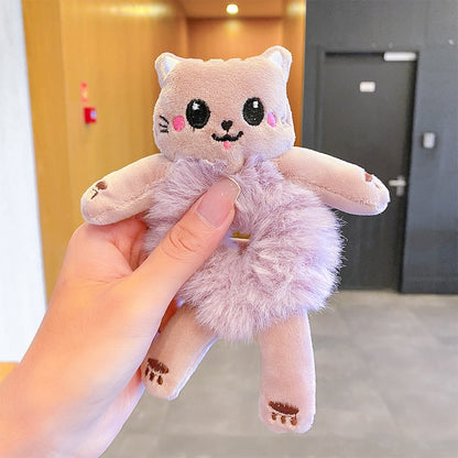 New Children Girls Cute Cartoon Panda Cat Rabbit Plush Elastic Hair Bands Hair Decorate Scrunchie Fashion Women Hair Accessories