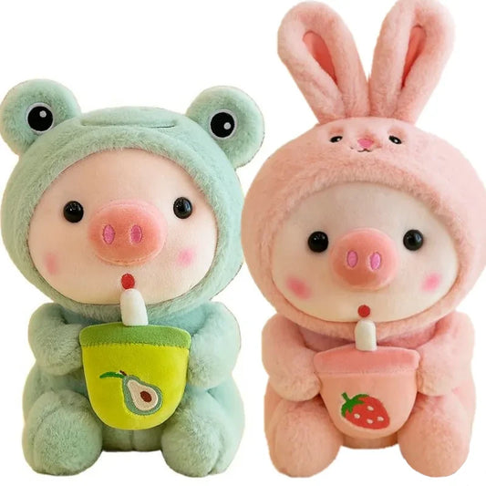 25cm Cosplay Unciorn Frog Tiger Bunny Boab Tea Plushie Pink Pig Plush Toy Girl Cuddly Baby Appease Doll Birthday Gift