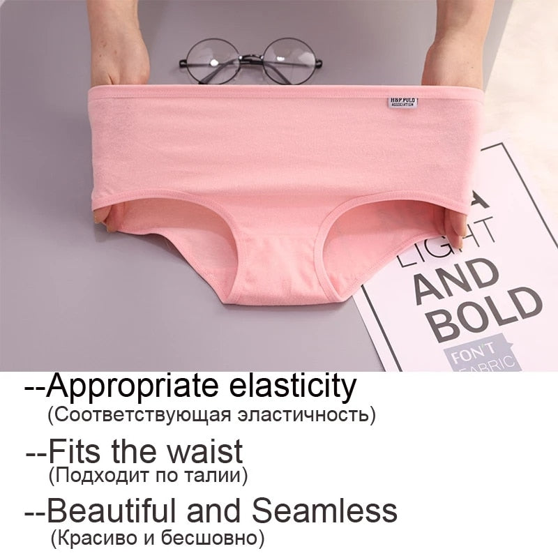 7Pcs Panties for Woman Underwear Cotton Breathable Soft Lingerie Female Briefs Girls Cute Solid Color Underpants Large Size
