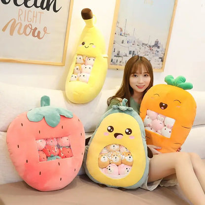 Cuddly Plush Pillow Plushie Bag Pudding Balls Sanrio Stuffed Animal Toys Cat Totoro Bunny Sumikko Gurashi Penguin Kirby Avocado Banana Sleeping Bed Cushion Gift