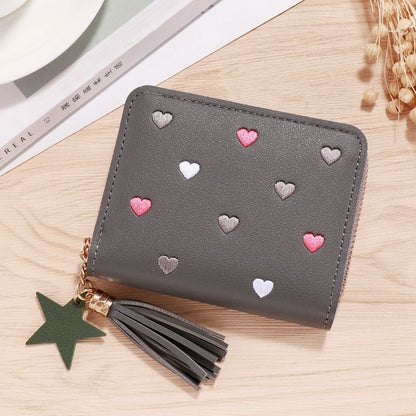 1PC Women Small Wallet Ladies Mini Tassel Wallet Cute Girl Short Zipper Lovely Pu Leather Coin Purse Female Hand Wallet Purse