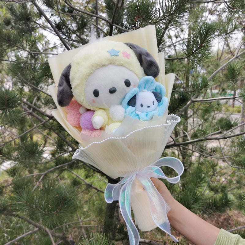 Cartoon My Melody Kuromi Cinnamoroll Kt Cat Hello Kitty Plush Doll Toy Sanrio Bouquet Gift Box Valentine's Day Christmas Graduation Gifts