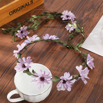 Bohemian Rattan Flower Vines Crown Headband for Bride Wedding Hair Accessories Girls Floral Wreath Head Band Hairstyles Headdres