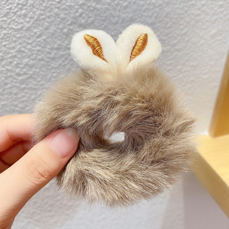 New Children Girls Cute Cartoon Panda Cat Rabbit Plush Elastic Hair Bands Hair Decorate Scrunchie Fashion Women Hair Accessories