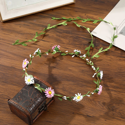 Bohemian Rattan Flower Vines Crown Headband for Bride Wedding Hair Accessories Girls Floral Wreath Head Band Hairstyles Headdres