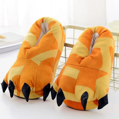 2023 Winter Warm Soft Indoor Floor Slippers Women Men Children Shoes Paw Funny Animal Christmas Monster Dinosaur Claw Plush Home