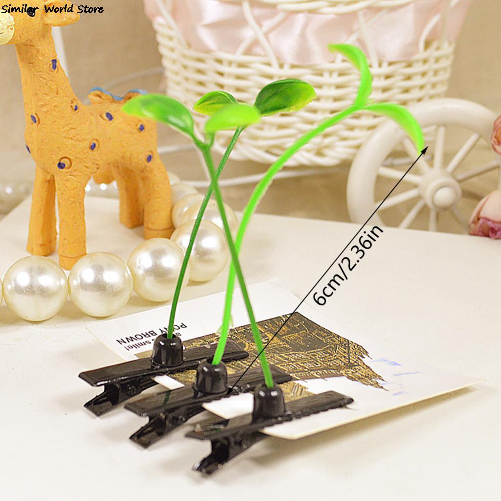 4PC Fashion Unisex Funny Grass Clips Adorable Flower Mushroom Grass Sprout Bean Antenna Hairpins Headwear Hair Claw Clip Clamp