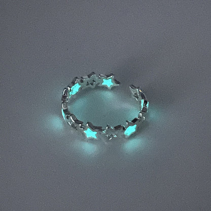 Luminous Love Heart Finger Ring Glow In Dark Fashion Adjustable Couples Rings Silver Color Pink Blue Light Jewelry Lover Gift