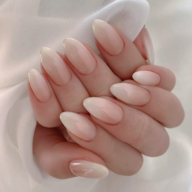 24pcs pink clouds design false nails with glue press on nails medium length acrylic nails coffin full cover nails tips supplies