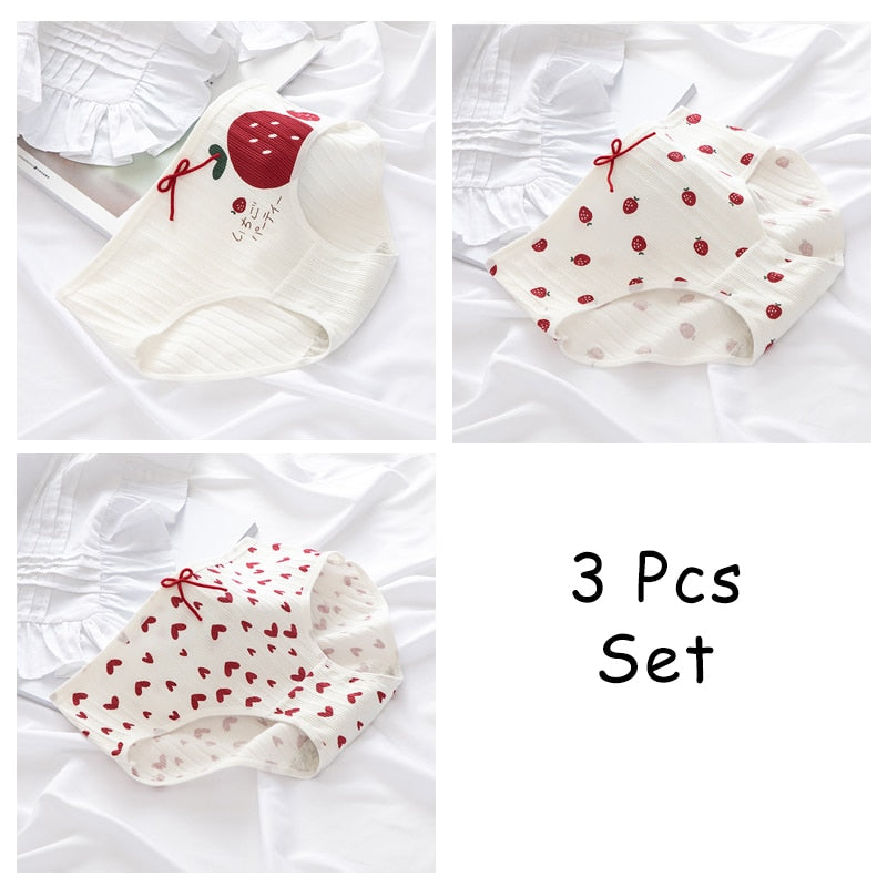WONTIVE 1pc 3pcs set Cute Panties with Bow Knot Womens Cotton Panties Pink Lolita Japanese Panty Underwear For Women Girl Briefs