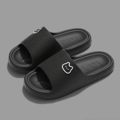 Cute Cat Print Women Slippers Home Indoor Slides Men Women Flat Slippers Cartoon Non-Slip Outdoor Beach Slides Shoes Shower