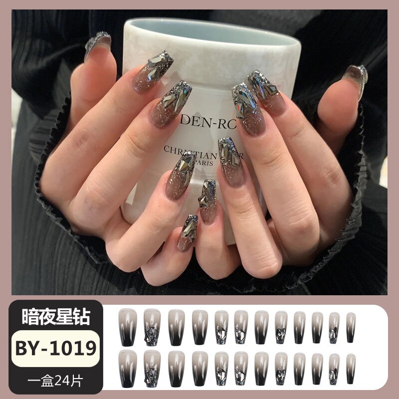 24pcs Wearable Pink Press On Fake Nails Tips With Glue false nails design Butterfly Lovely Girl false nails With Wearing Tools