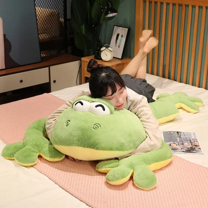 GIANT Frog Stuffed Animal Plush 130cm Big Eyes Green Large Plushies Cute Kawaii Toad Throw Pillow Cushion Home Decor Kids Birthday Gift for Boys