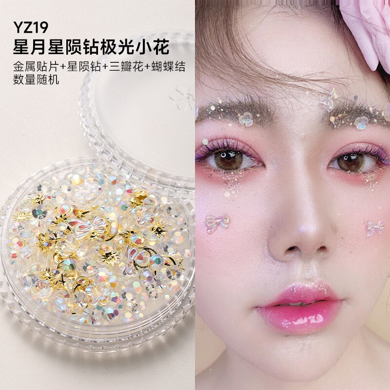 1Box Eyes Face Makeup Facial Decoration Patch Butterfly Diamond Pearl Adhesive Rhinestone Glitter Sequin DIY Nail Art Decoration