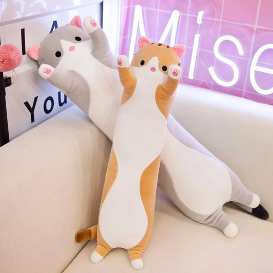 Cute Long Cat Plush Toys 70cm Stuffed Soft Pause Office Nap Doll Bed Sleepping Pillow Home Decor Birthday Gifts