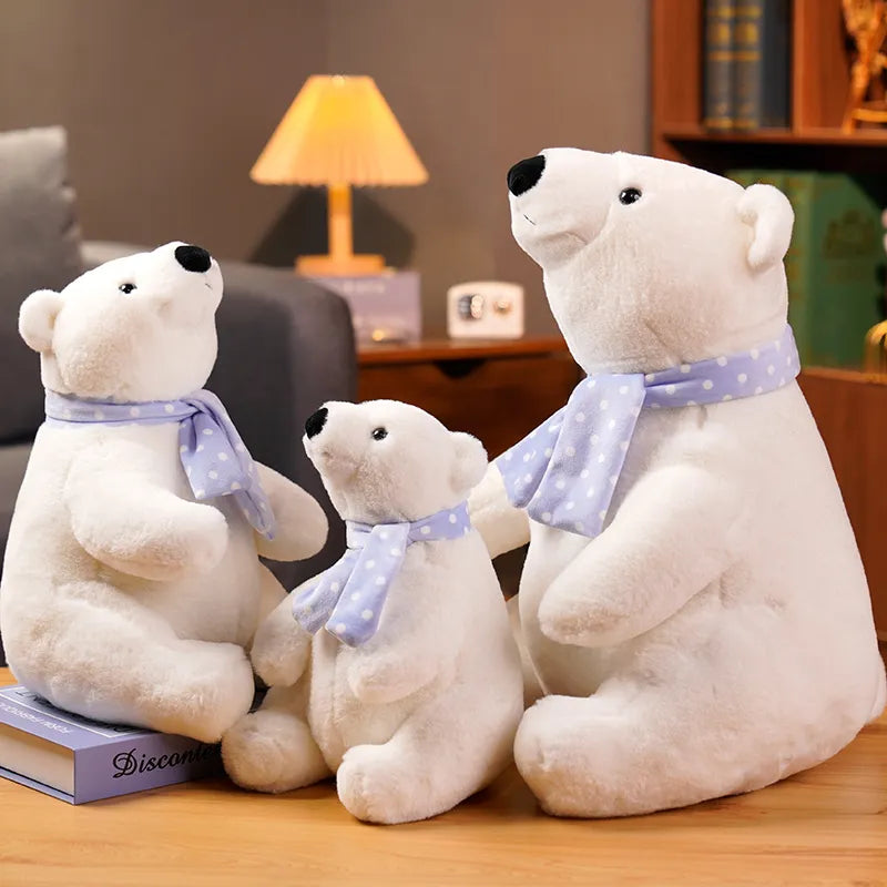 Cute Polar Bear Plush Toy Soft Plushies Stuffed Animal Scarf Polar Bear Doll Room Decoration Kids Birthday Gift Kids Toys