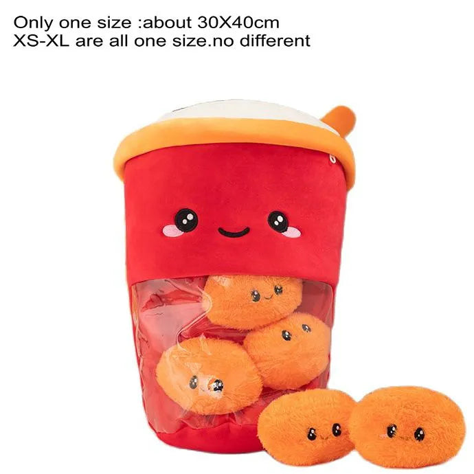 Cute Boba Milk Tea Plushie Toy Soft Stuffed Latte Americano Coffee Taste Milk Tea Hug Pillow Balls Bubo Tea Cup Cushion For Kids