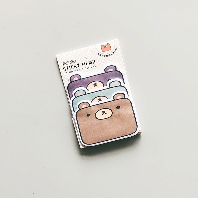 45 Sheets/Pack Kawaii Penguin Pig Bear Cat Memo Pads Student Stationery School Office Supply