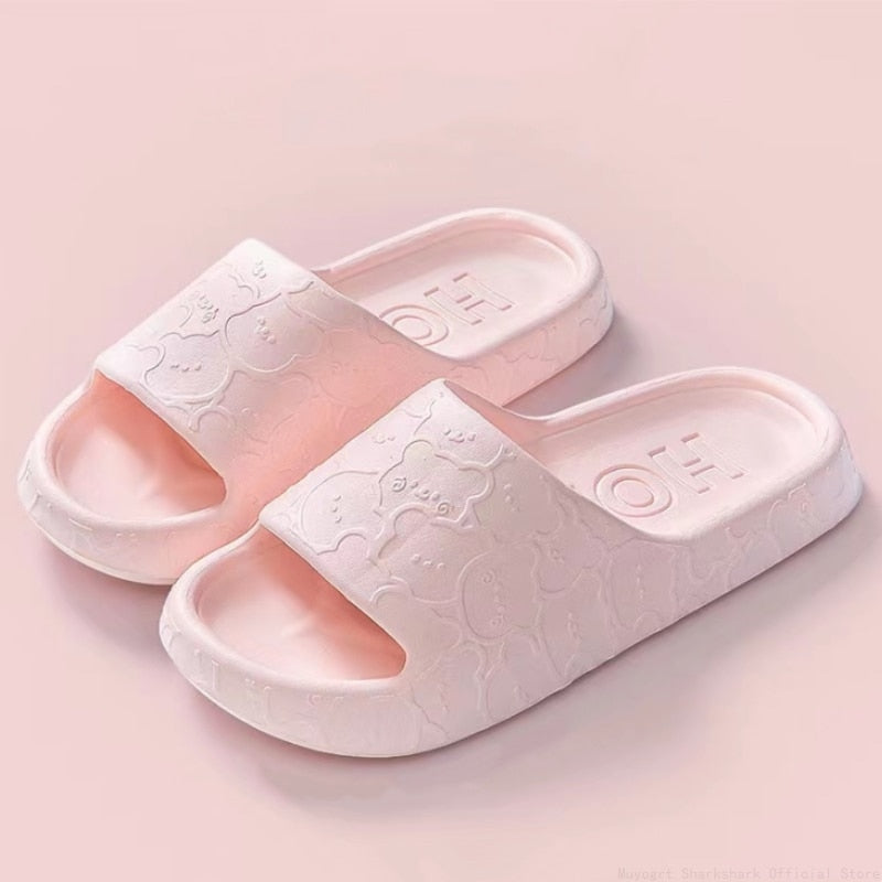 Cute Cat Print Women Slippers Home Indoor Slides Men Women Flat Slippers Cartoon Non-Slip Outdoor Beach Slides Shoes Shower