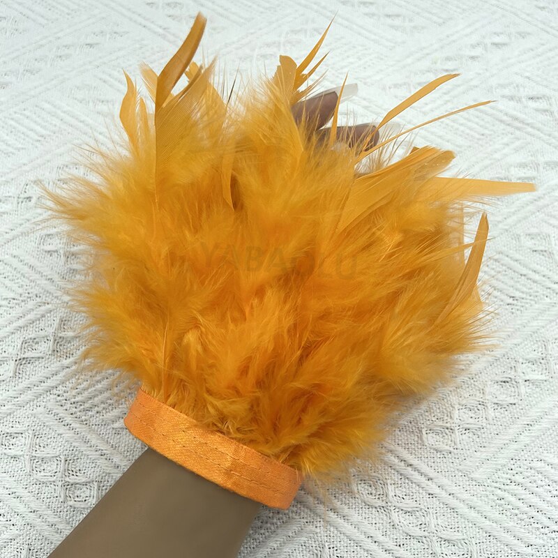Women Natural Fur Feather Cuffs Snap On Bracelet Arm Cuff Shirts Sleeves For Women Real Ostrich Feather  Anklet Wrist Cuff