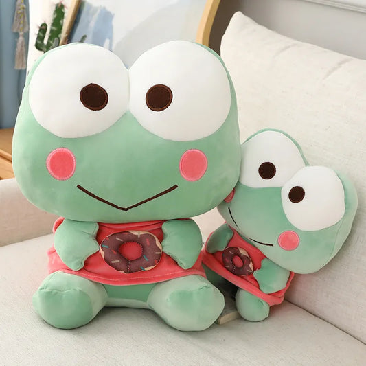 Sanrio Keroppi Cute Big Eyed Frog Plush Doll Kawaii Soft Stuffed Toy Role Periphery Sofa Pillow Bedroom Decoration Holiday Gifts